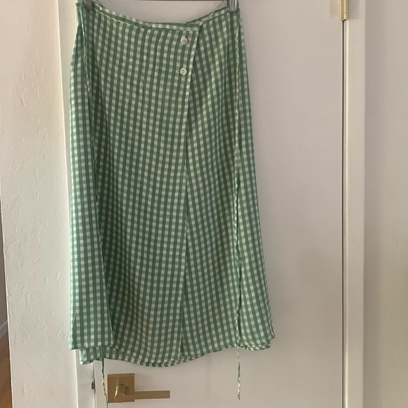 Faithfull the Brand Dresses & Skirts - Green Gingham Wrap Skirt